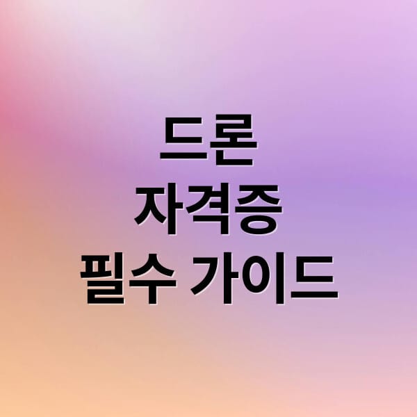 드론 자격증 종류별 특징과 취득 절차 완벽 가이드