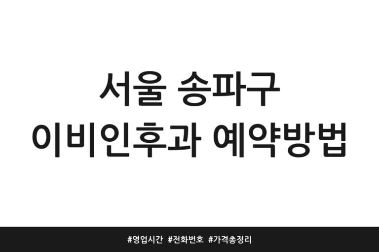 서울 송파구 이비인후과 예약방법 | 영업시간 | 전화번호 | 가격 총정리