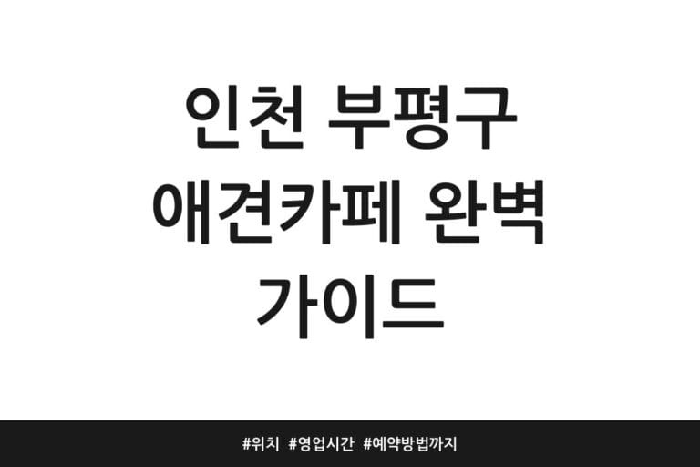 인천 부평구 애견카페 완벽 가이드 | 위치 | 영업시간 | 예약방법까지