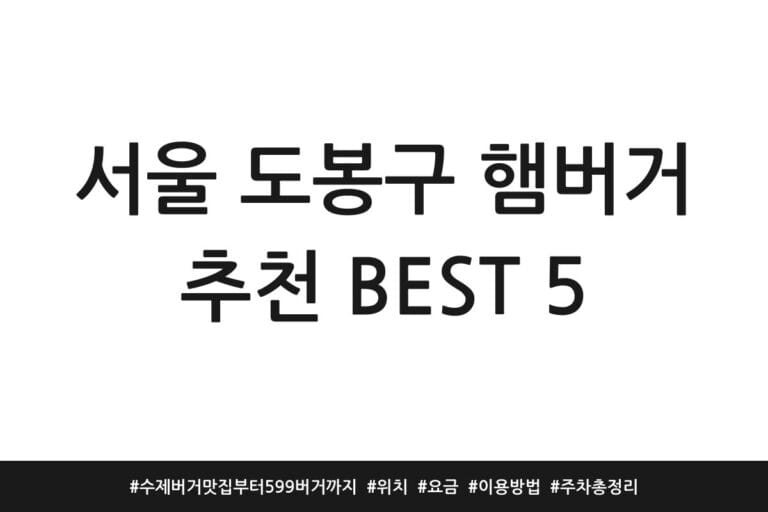 서울 도봉구 햄버거 추천 BEST 5 | 수제버거 맛집부터 599버거까지 | 위치 | 요금 | 이용방법 | 주차 총정리