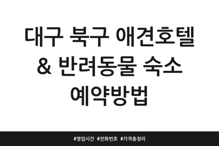 대구 북구 애견호텔 & 반려동물 숙소 예약방법 | 영업시간 | 전화번호 | 가격 총정리