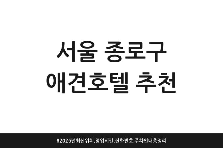 서울 종로구 애견호텔 추천 | 2026년 최신 위치, 영업시간, 전화번호, 주차 안내 총정리