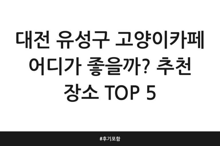 대전 유성구 고양이카페 어디가 좋을까? 추천 장소 TOP 5 | 후기 포함