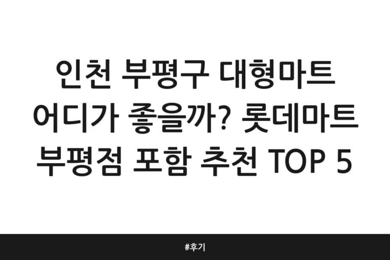 인천 부평구 대형마트 어디가 좋을까? 롯데마트 부평점 포함 추천 TOP 5 | 후기