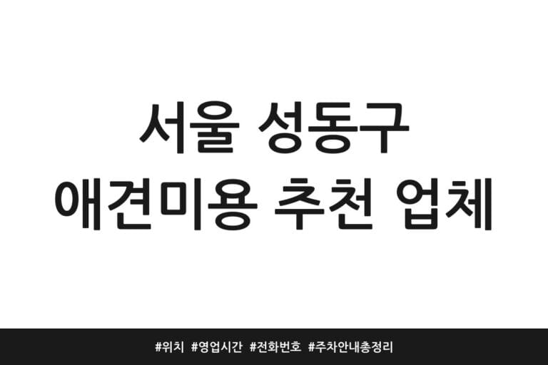 서울 성동구 애견미용 추천 업체 | 위치 | 영업시간 | 전화번호 | 주차 안내 총정리