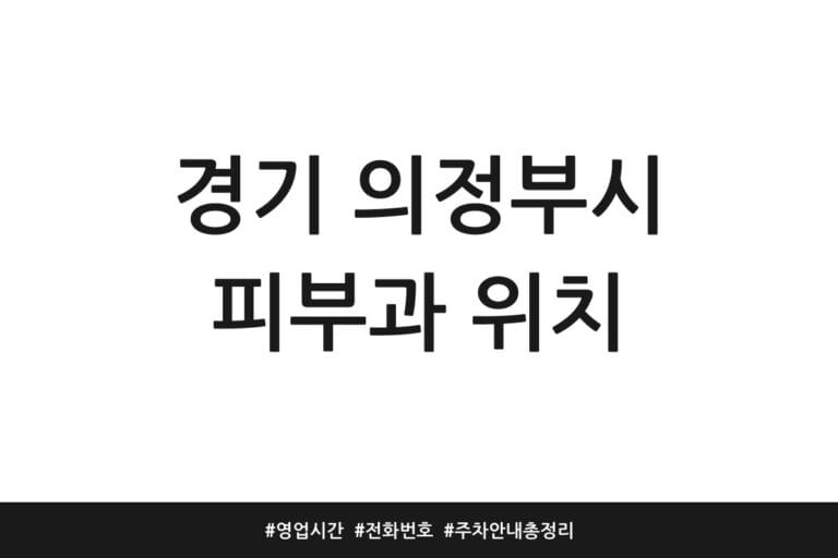 경기 의정부시 피부과 위치 | 영업시간 | 전화번호 | 주차 안내 총정리
