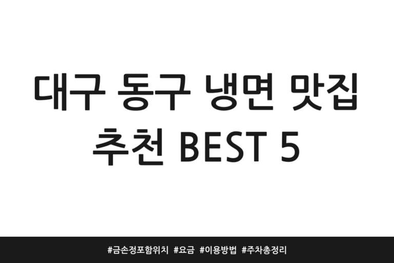 대구 동구 냉면 맛집 추천 BEST 5 | 금손정 포함 위치 | 요금 | 이용방법 | 주차 총정리