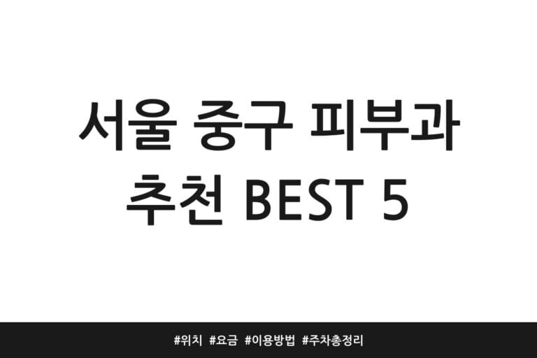 서울 중구 피부과 추천 BEST 5 | 위치 | 요금 | 이용방법 | 주차 총정리