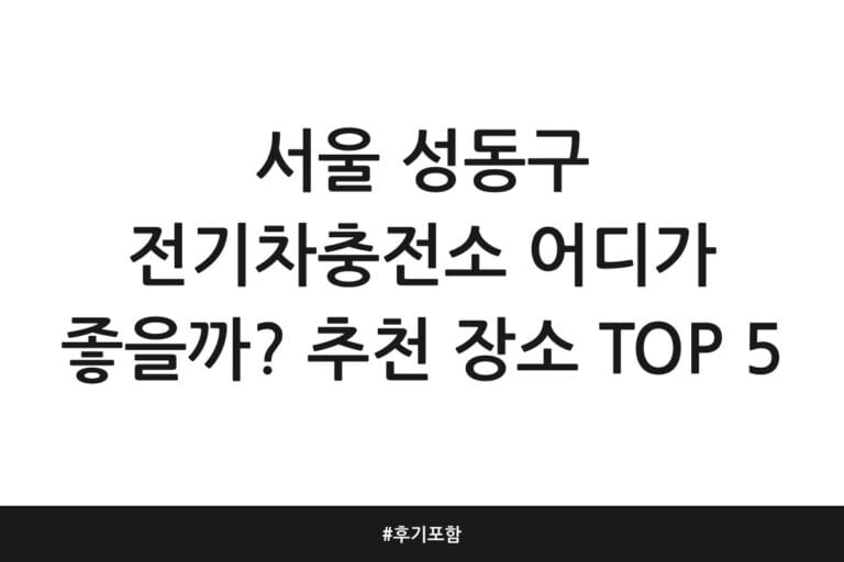 서울 성동구 전기차충전소 어디가 좋을까? 추천 장소 TOP 5 | 후기 포함
