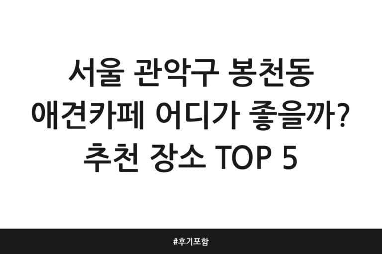 서울 관악구 봉천동 애견카페 어디가 좋을까? 추천 장소 TOP 5 | 후기 포함
