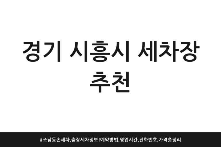 경기 시흥시 세차장 추천 | 조남동 손세차, 출장세차 정보! 예약방법, 영업시간, 전화번호, 가격 총정리