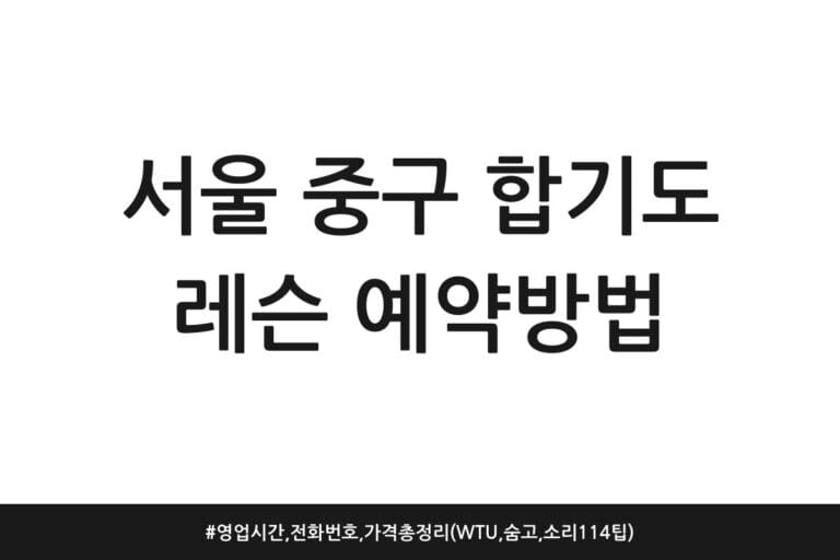 서울 중구 합기도 레슨 예약방법 | 영업시간, 전화번호, 가격 총정리 (WTU, 숨고, 소리114 팁)