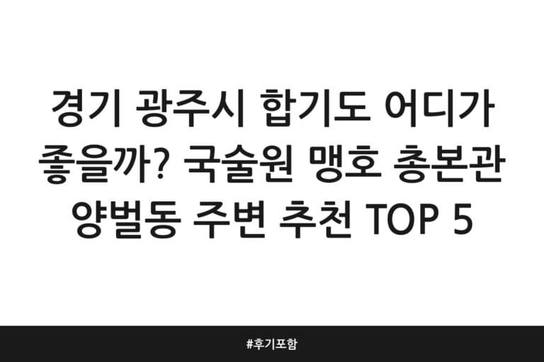 경기 광주시 합기도 어디가 좋을까? 국술원 맹호 총본관 양벌동 주변 추천 TOP 5 | 후기 포함