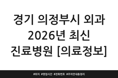 경기 의정부시 외과 2026년 최신 진료병원 [의료정보] | 위치 | 영업시간 | 전화번호 | 주차 안내 총정리