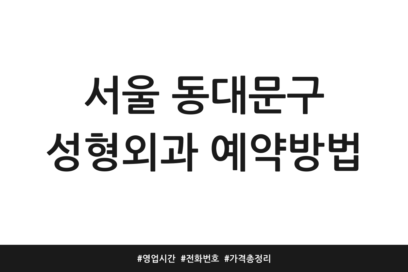 서울 동대문구 성형외과 예약방법 | 영업시간 | 전화번호 | 가격 총정리
