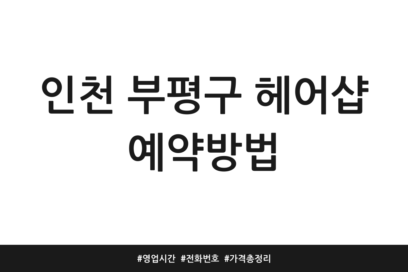 인천 부평구 헤어샵 예약방법 | 영업시간 | 전화번호 | 가격 총정리