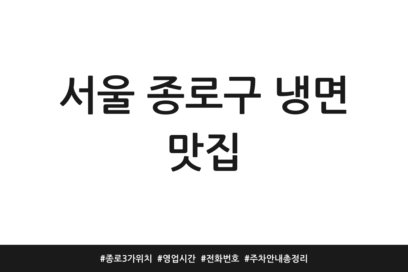 서울 종로구 냉면 맛집 | 종로3가 위치 | 영업시간 | 전화번호 | 주차 안내 총정리