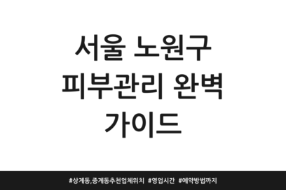 서울 노원구 피부관리 완벽 가이드 | 상계동, 중계동 추천 업체 위치 | 영업시간 | 예약방법까지