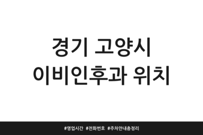 경기 고양시 이비인후과 위치 | 영업시간 | 전화번호 | 주차 안내 총정리