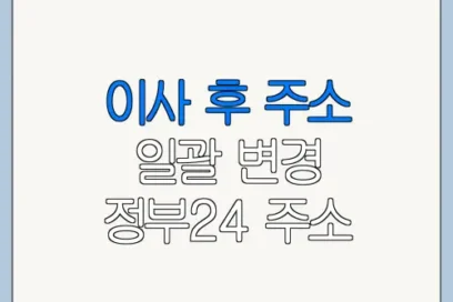 이사 후 주소 일괄 변경 정부24 주소 변경 방법 총정리