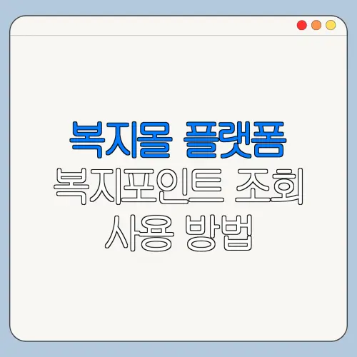 복지몰 플랫폼 복지포인트 조회 사용 방법