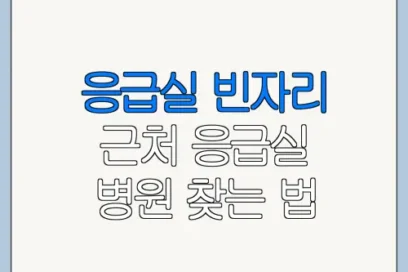 응급실 빈자리 근처 응급실 병원 찾는 법