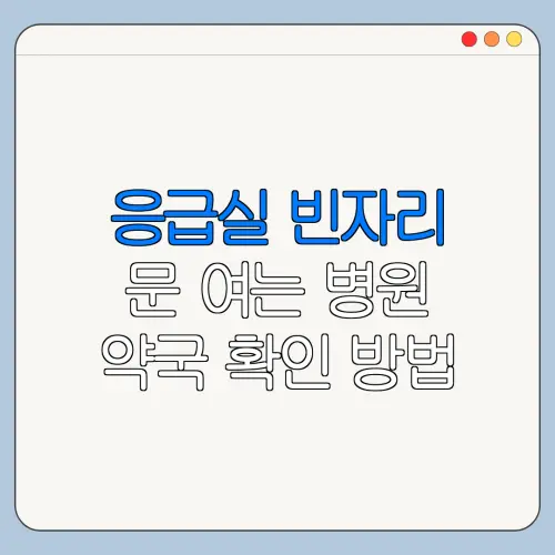 응급실 빈자리 문 여는 병원 약국 확인 방법