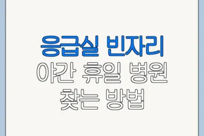 응급실 빈자리 야간 휴일 병원 찾는 방법