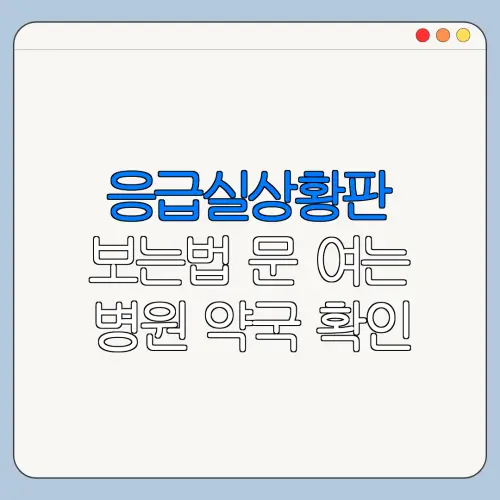 응급실상황판 보는법 문 여는 병원 약국 확인 방법