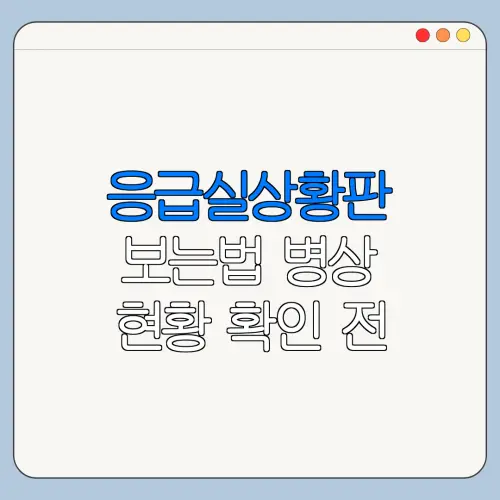 응급실상황판 보는법 병상 현황 확인 전 꼭 알아둘 사항