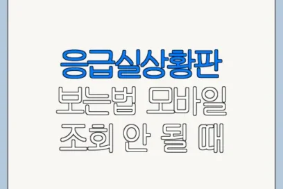 응급실상황판 보는법 모바일 조회 안 될 때 오류 해결