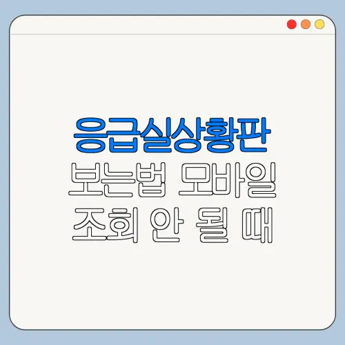 응급실상황판 보는법 모바일 조회 안 될 때 오류 해결