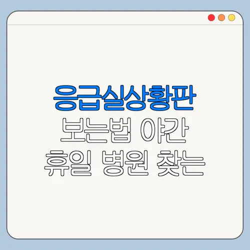 응급실상황판 보는법 야간 휴일 병원 찾는 방법