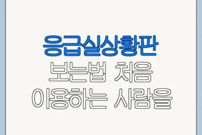 응급실상황판 보는법 처음 이용하는 사람을 위한 안내