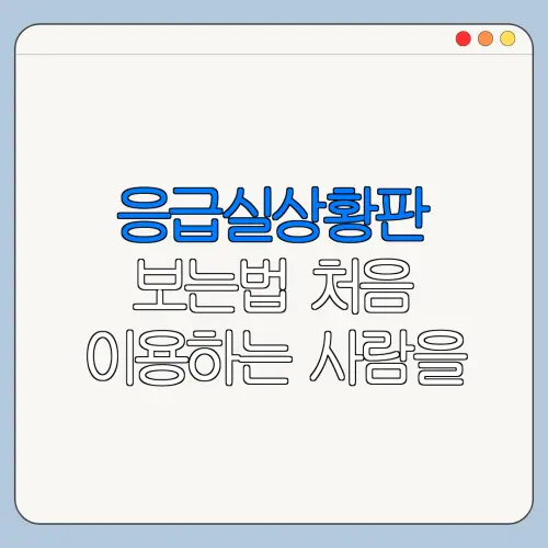 응급실상황판 보는법 처음 이용하는 사람을 위한 안내