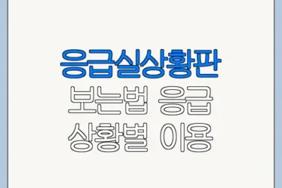 응급실상황판 보는법 응급 상황별 이용 순서 정리