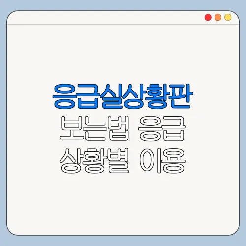 응급실상황판 보는법 응급 상황별 이용 순서 정리