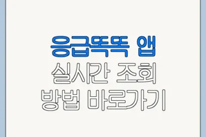 응급똑똑 앱 실시간 조회 방법 바로가기