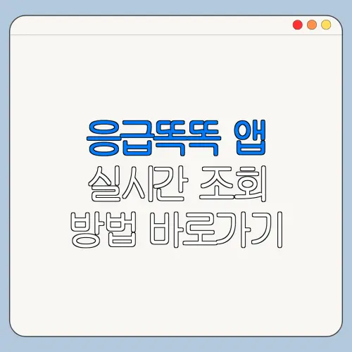 응급똑똑 앱 실시간 조회 방법 바로가기