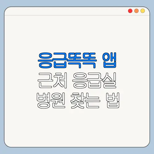 응급똑똑 앱 근처 응급실 병원 찾는 법