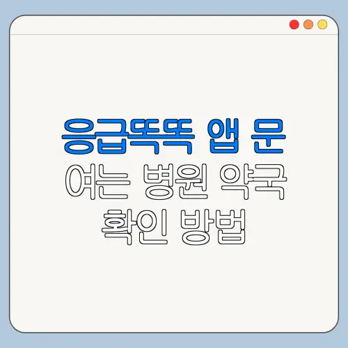 응급똑똑 앱 문 여는 병원 약국 확인 방법