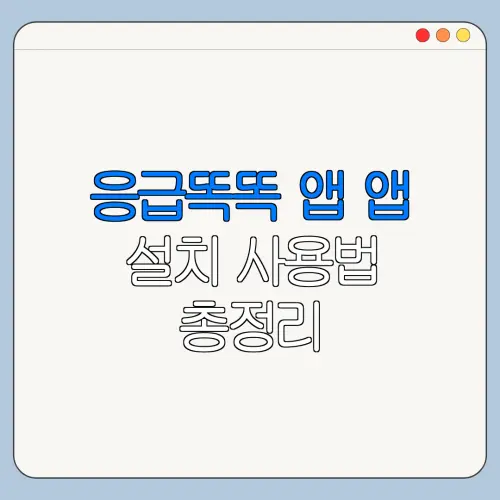 응급똑똑 앱 앱 설치 사용법 총정리