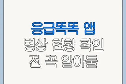 응급똑똑 앱 병상 현황 확인 전 꼭 알아둘 사항