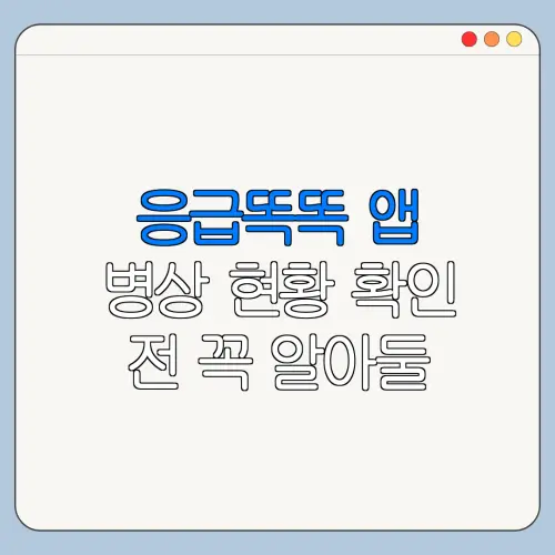 응급똑똑 앱 병상 현황 확인 전 꼭 알아둘 사항
