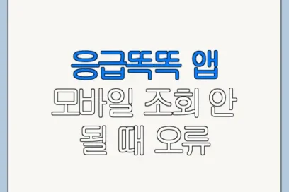 응급똑똑 앱 모바일 조회 안 될 때 오류 해결