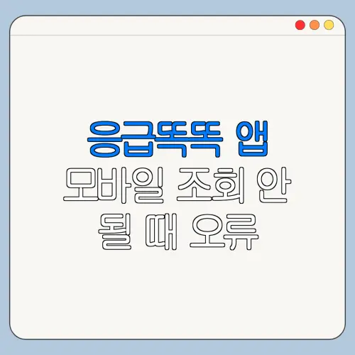 응급똑똑 앱 모바일 조회 안 될 때 오류 해결