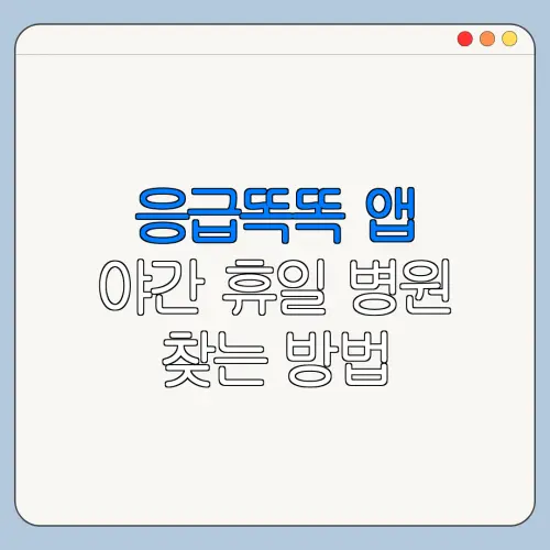 응급똑똑 앱 야간 휴일 병원 찾는 방법