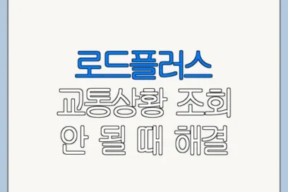 로드플러스 교통상황 조회 안 될 때 해결 방법